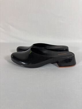 Melissa Black Glossy Jelly Mule Clog Block Heel Slip-On Size 5/5.5 US